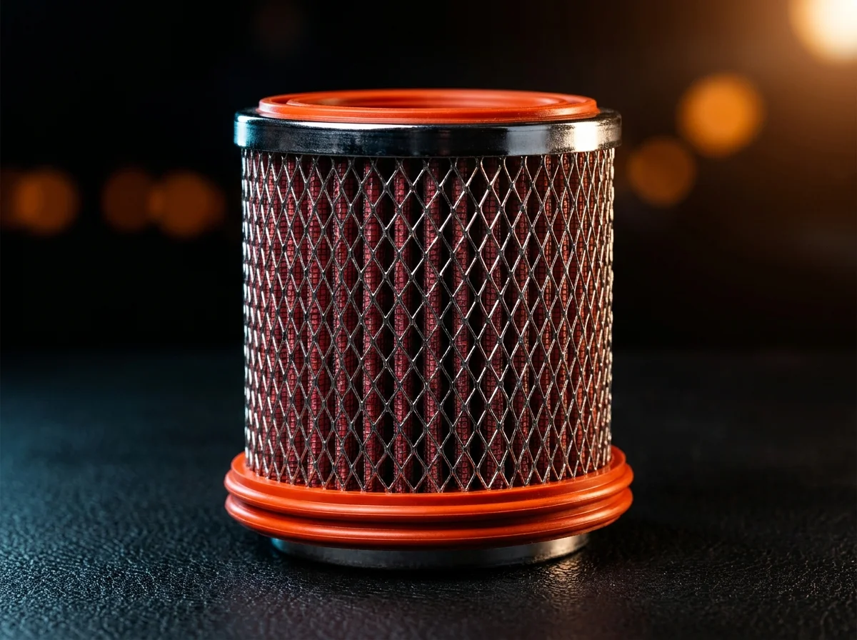 K&N Sportluftfilter mit rotem Baumwollgewebe und Chrom-Drahtgeflecht